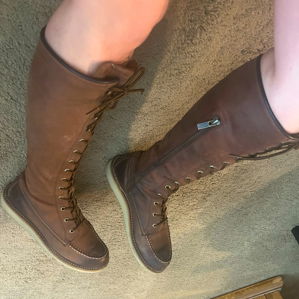 Dakota wedge lace up leather boots